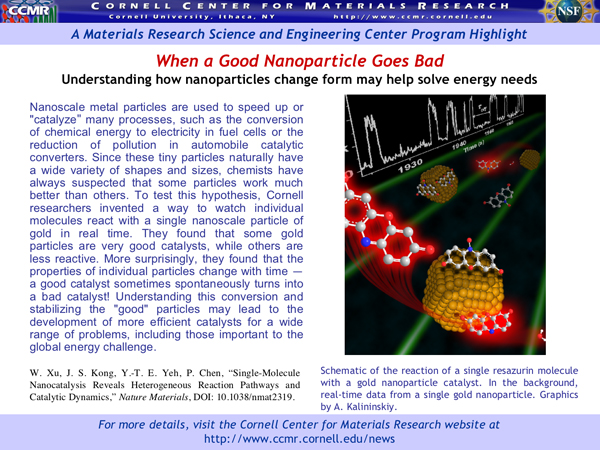    Understanding how nanoparticles change form may help solve energy needs. Nanoscale metal particles are used to speed up or 